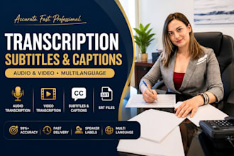 do video transcription, subtitles, captions, audio transcription in multilingual