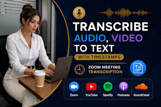 transcribe audio, video to text with timestamps, zoom meeting transcription