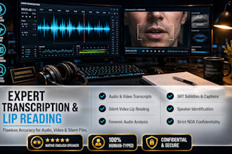 do forensic audio transcription, video to text, lip reading for silent videos