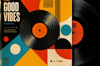 design custom retro vintage album cover art for lofi