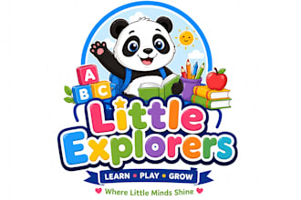 do cartoon mascot, childcare, education kids, and children logo