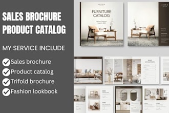 design sales brochure product catalog, trifold bifold brochure fashion lookbook
