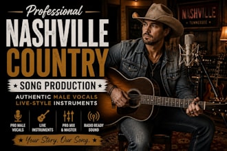 write and sing original country songs with authentic male vocals
