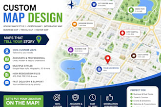 create google maps style map, custom location map, infographic map, business map