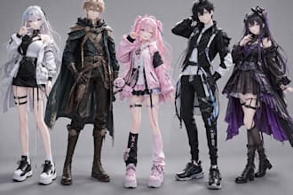 create anime 3d character model with vroid for vtuber, vrchat and game projects