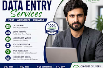 do accurate data entry, copy typing, excel, word and web research