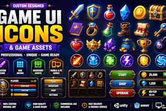 design game UI icons and game assets for mobile and indie games and unity, godot