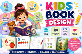 colourful kids workbook, abc, tracing, activity and story books