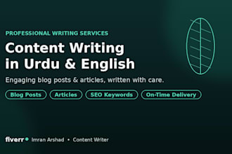 write engaging blog posts and articles in urdu and english