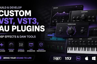 build and develop custom vst, vst3, au plugins, dsp effects, and daw tools