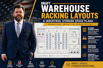 draft warehouse racking layouts and industrial storage space plans