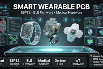 design smart wearable pcb, ble firmware and esp32 medical hardware