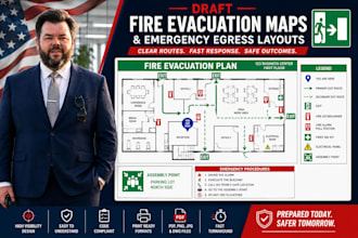 draft fire evacuation maps and emergency egress layouts for your building