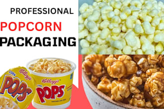 design custom popcorn packaging label bags and food branding