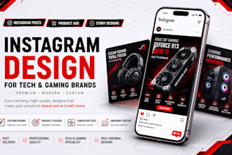 design premium instagram posts for tech and gaming brands