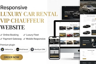 build luxury car rental, exotic car hire website vip transport chauffeur website