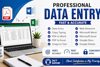fast accurate data entry copy typing PDF to word