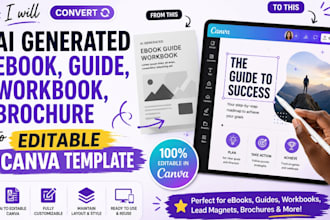 convert ai generated ebook guide workbook brochure to editable canva template