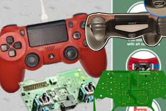 design ps5 ps4 game controller pcb with embedded firmware and bluetooth, usb c