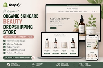 organic skincare beauty shopify dropshipping store cosmetics makeup hair website