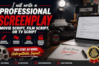 write a professional screenplay, movie script, film script, script writing