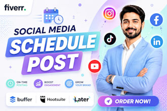 schedule social media posts using buffer, hootsuite, later
