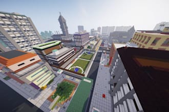 custom minecraft city map spawn lobby survival adventure server hub as a builder