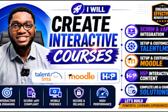 create interactive course, scorm xapi integration, setup talentlms, moodle h5p