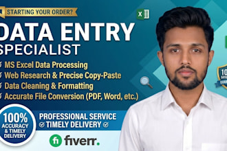 be your expert data entry and ms excel specialist