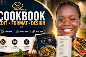 edit cookbook, recipe book, meal plan, cookbook design, KDP formatting for print