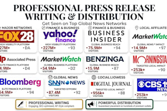 do professional press release writing distribution to top media pr distribution
