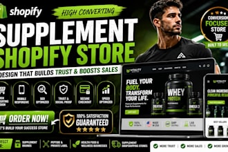 design a supplement shopify store supplement website health supplement