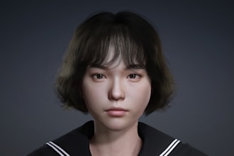 create a realistic 3d human character for game or animation
