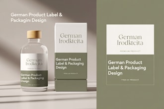 design german product label, bottle label, box packaging, print ready design