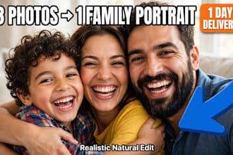 merge family photos into one realistic portrait
