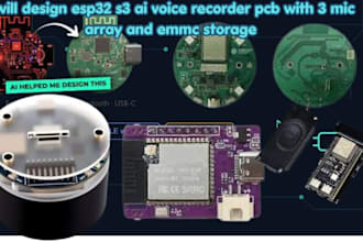 design esp32 s3 ai voice recorder pcb with 3 mic array and emmc storage