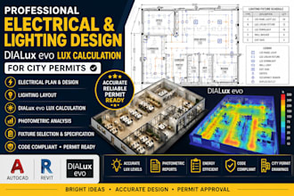 do electrical and lighting design, lux calculation in dialux evo for city permit
