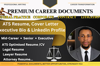 write ats legal resume, attorney resume paralegal CV executive bio and linkedin