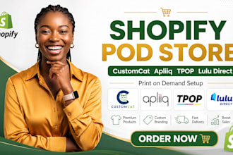 setup customcat apliiq shopify pod store t pop lulu xpress print on demand store
