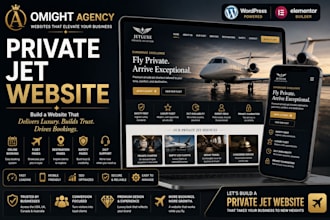 private jet website, jet charter website, aviation website design