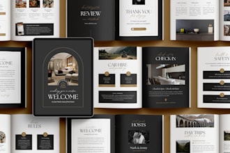 design stunning airbnb welcome book, vacation rental guidebook and house manual