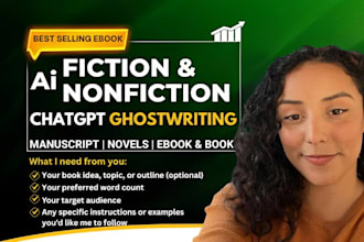 ghostwrite a bestselling book or ebook novels ghost book writer using ai chatgpt