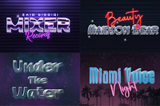 design 80s futuristic synthwave retro logo with neon