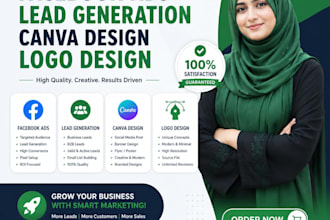 create high converting facebook ads, lead generation, canva and logo design