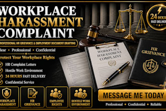 draft a workplace harassment complaint and HR grievance letter