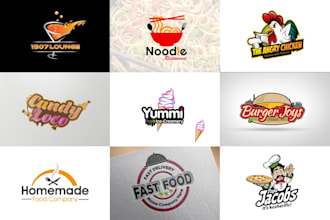 design food and restaurant logo, cafe, branding kit and full restaurant branding