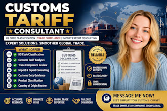 provide customs tariff consulting, hs code classification and trade compliance