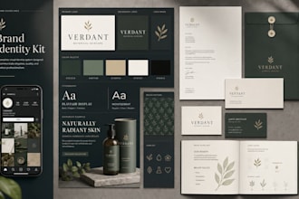 design a modern brand identity kit with logo and complete brand guidelines