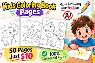 do bold and easy children colouring book hand drawn illustration amazon kdp