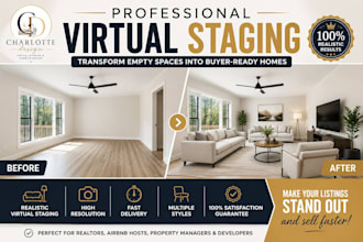 professionally virtual stage empty real estate photos